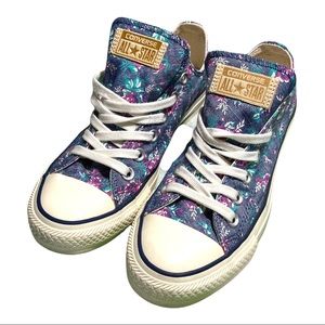 Converse All Star Blue Gray Woman’s Floral Sneakers Size 7